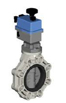 Válvula Borboleta LUG em CPVC com caixa redutora com atuador elétrico