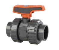 Válvula Esfera Dupla União PTFE-FPM com alavanca manual